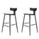 1 Kit 2 Banquetas Altas Analu Rivatti 110cm -Altura- Assento e Encosto PP Preto Detalhe PU Cinza Base em Aco